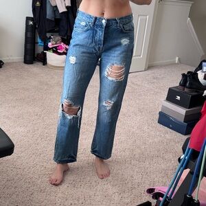 Free People Distressed Blue Jeans